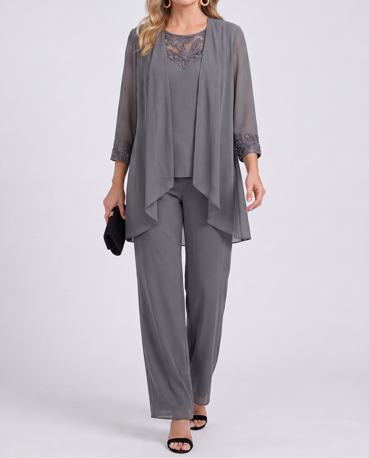Ilenia | Completo Giacca in Chiffon e Pantaloni