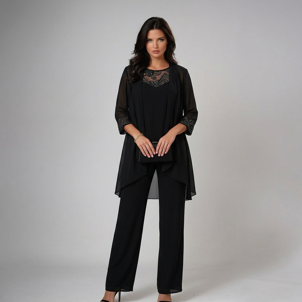 Verdiana | Completo Elegante Tre Pezzi con Perline