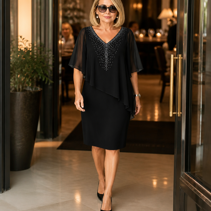 Fulvia | Abito Elegante con Sopravveste Drappeggiata