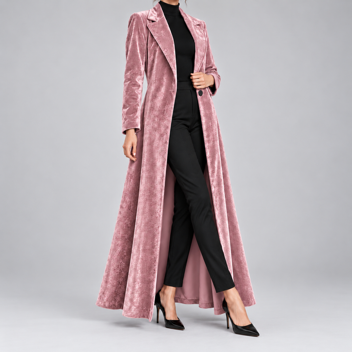 Domitilla | Cappotto Maxi in Velluto Aperto