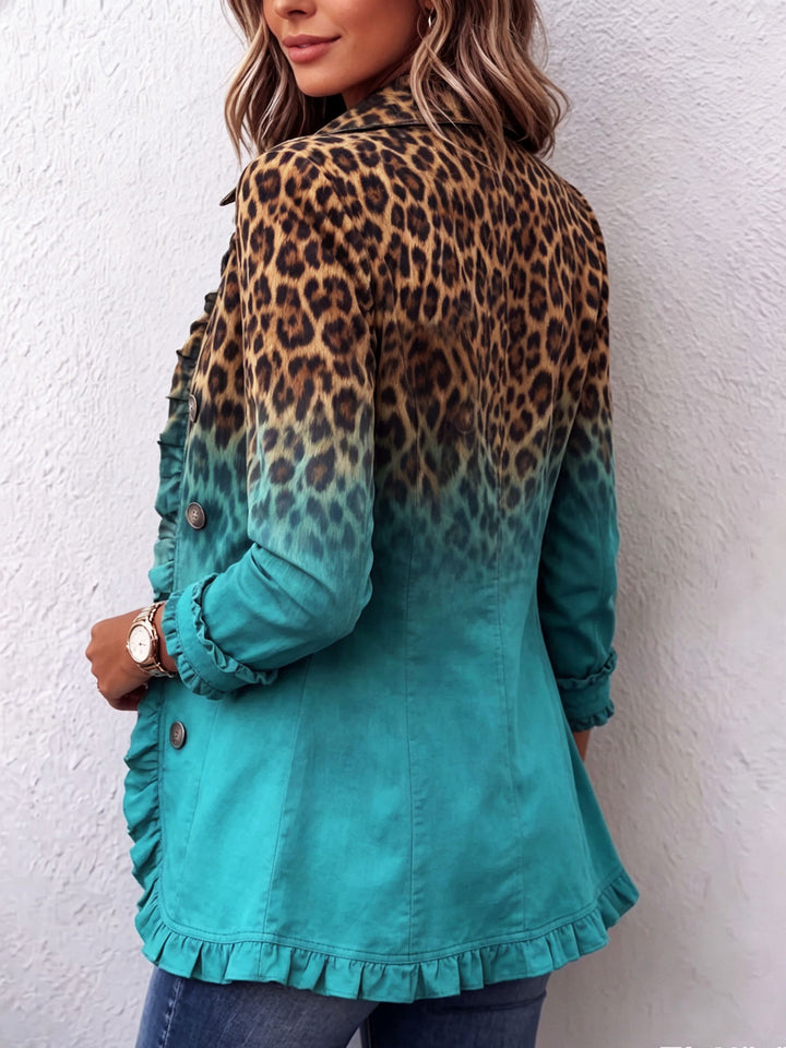 Elsandra | Blazer Leopardato Sfumato con Balze