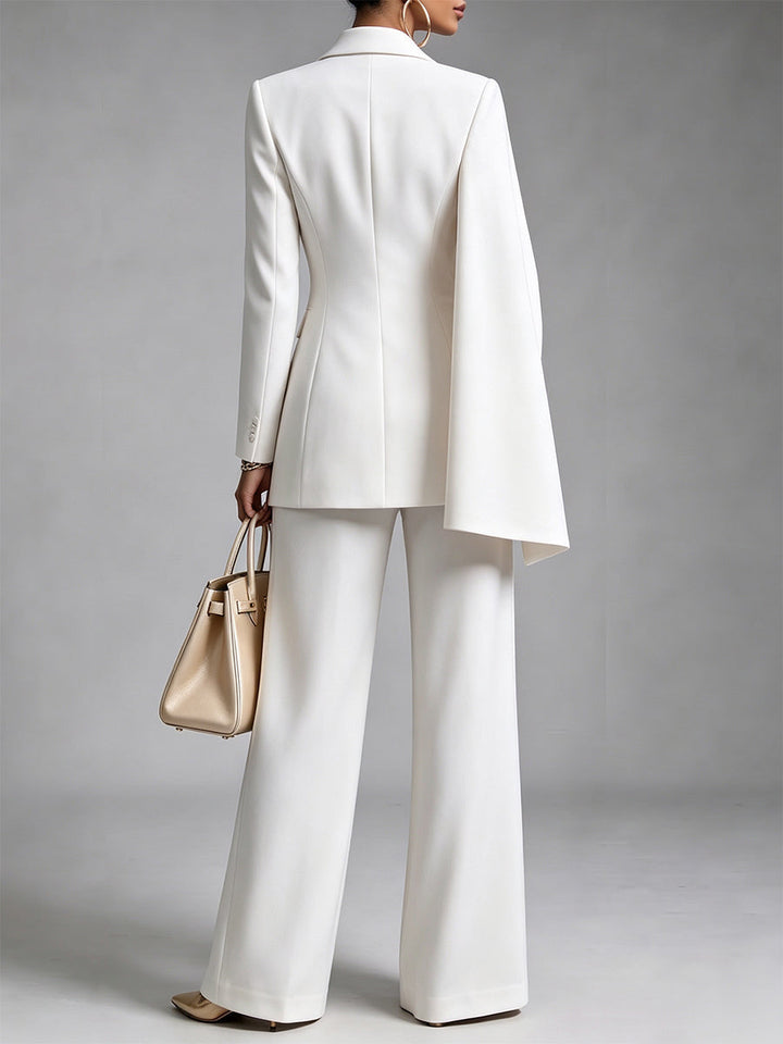 Nicoletta | Completo Blazer con Mantella Asimmetrica e Pantaloni