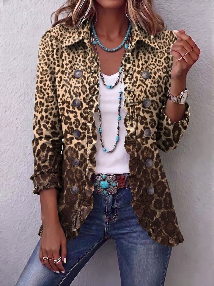 Navarina | Giacca Leopardata con Balze