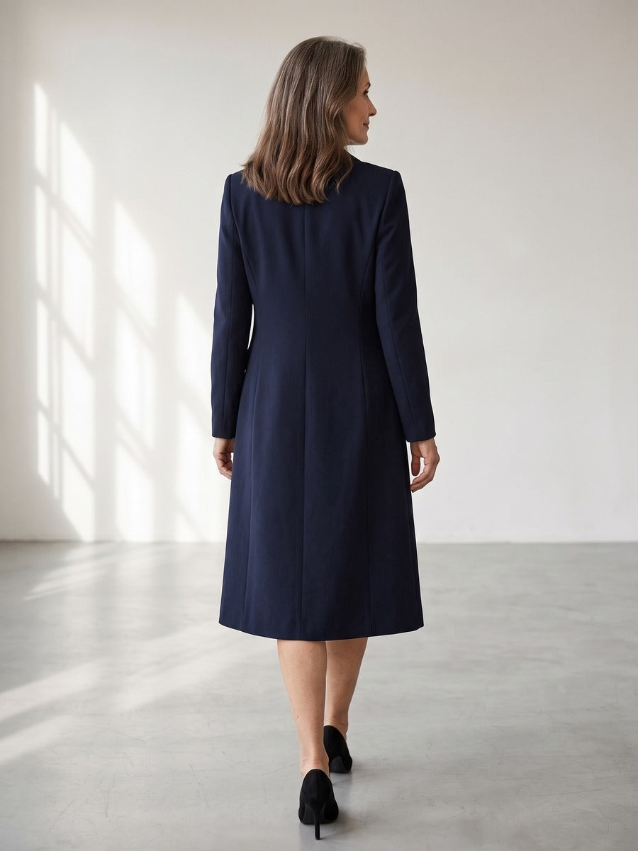 Santina | Completo Blazer Lungo e Abito Senza Maniche con Bottoni Dorati