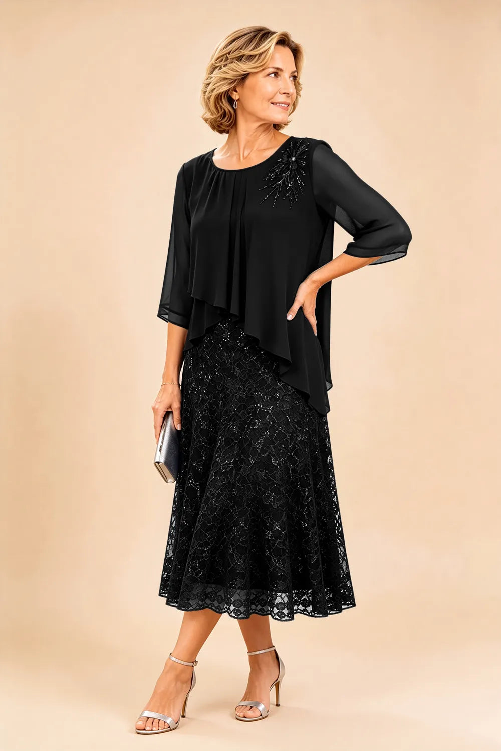 Merlettosa | Abito in Chiffon con Pizzo