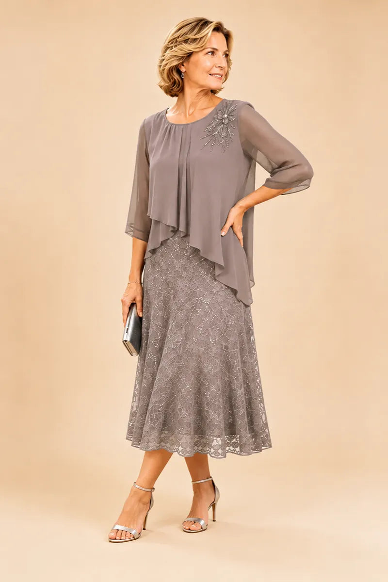 Merlettosa | Abito in Chiffon con Pizzo