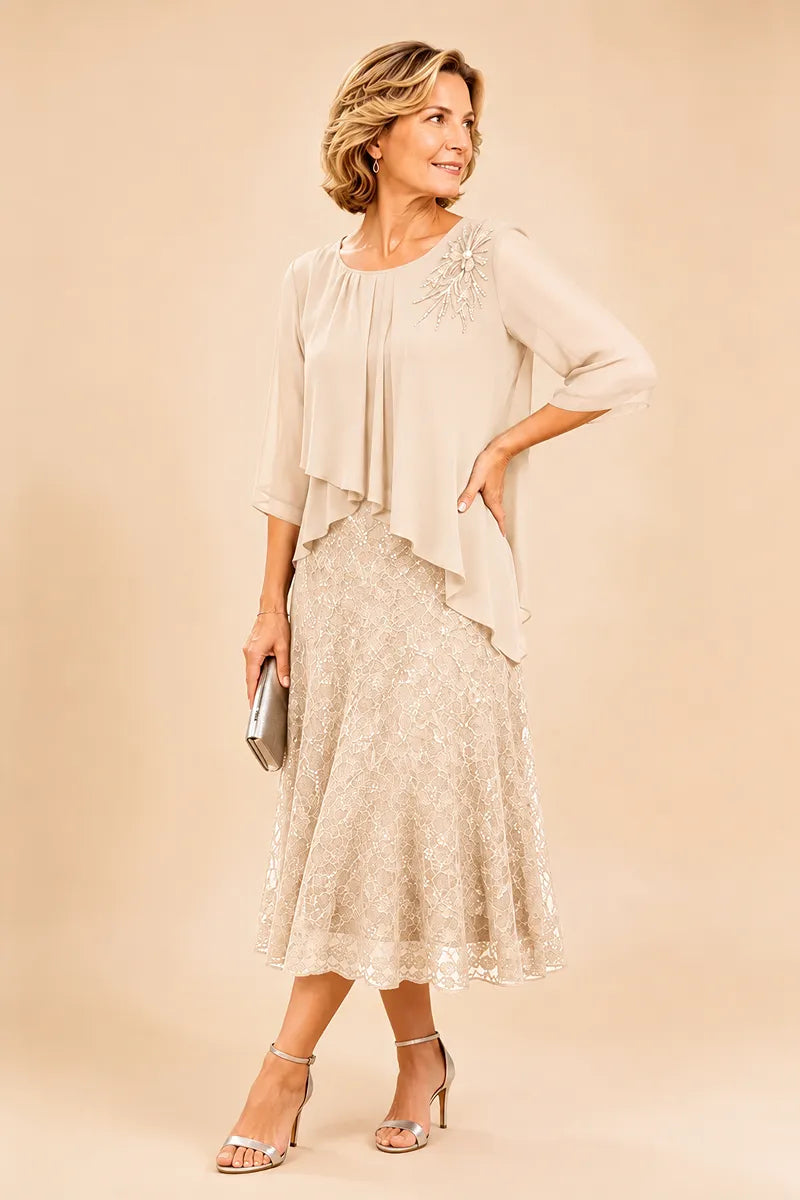Merlettosa | Abito in Chiffon con Pizzo