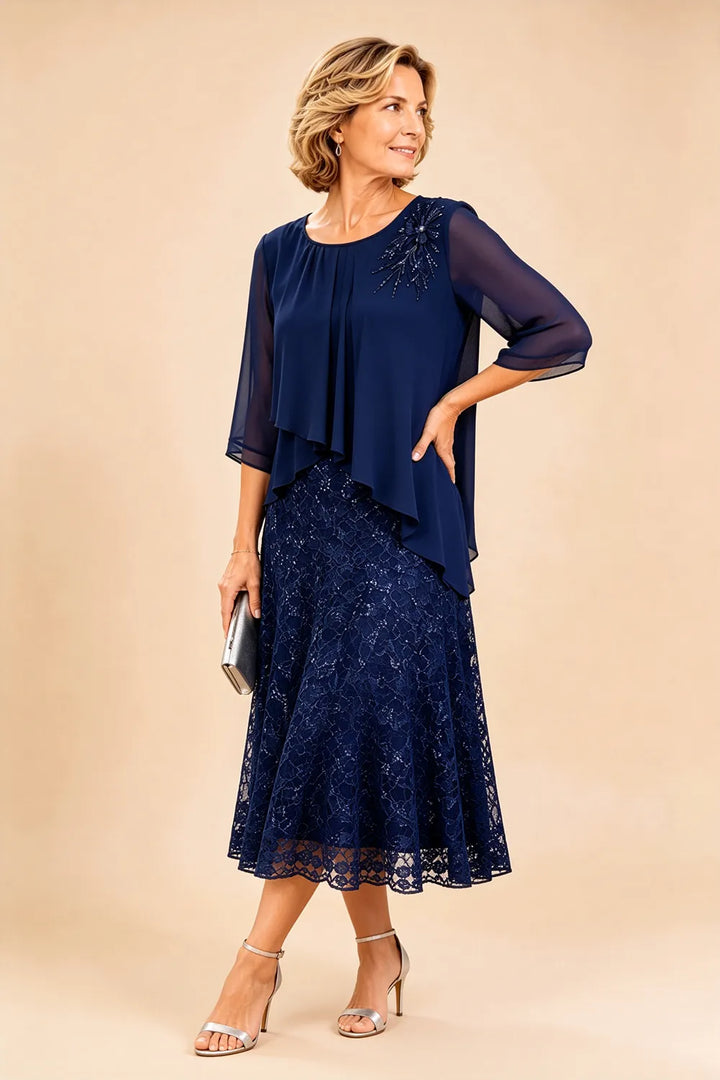 Merlettosa | Abito in Chiffon con Pizzo