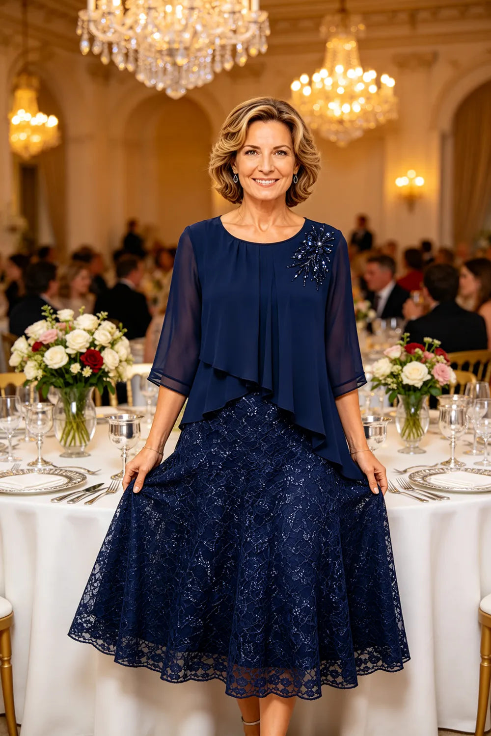 Merlettosa | Abito in Chiffon con Pizzo