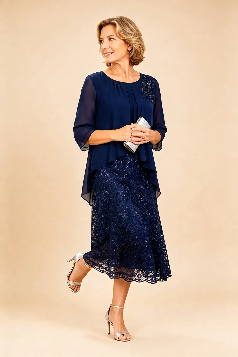 Merlettosa | Abito in Chiffon con Pizzo