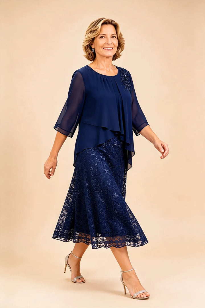 Merlettosa | Abito in Chiffon con Pizzo