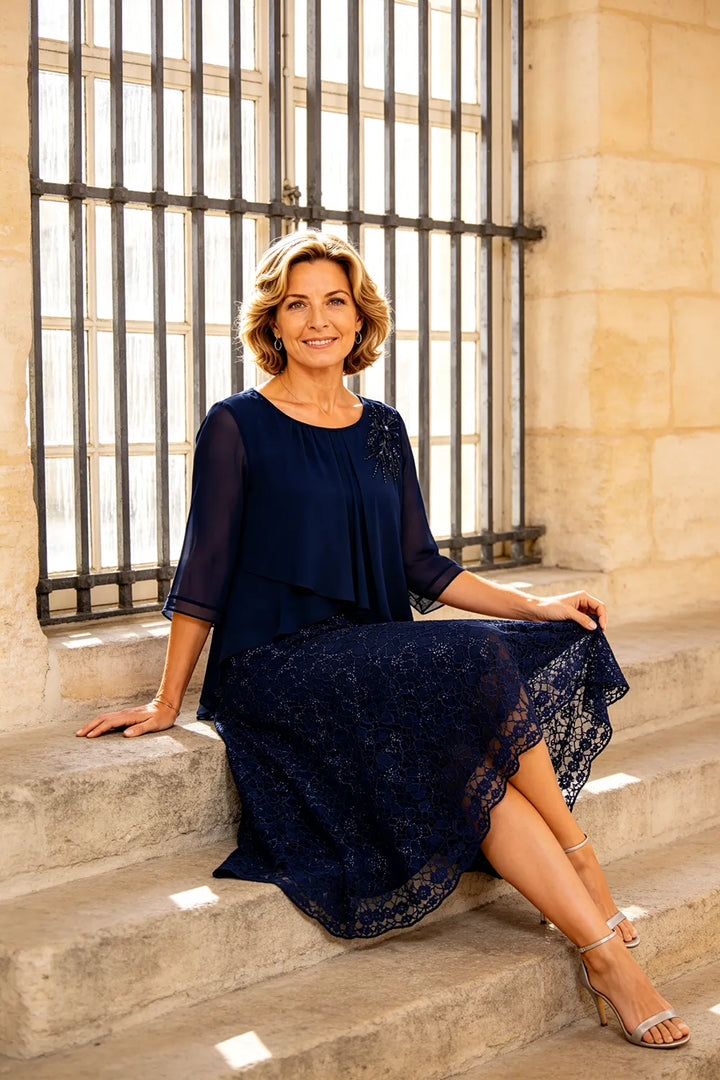 Merlettosa | Abito in Chiffon con Pizzo