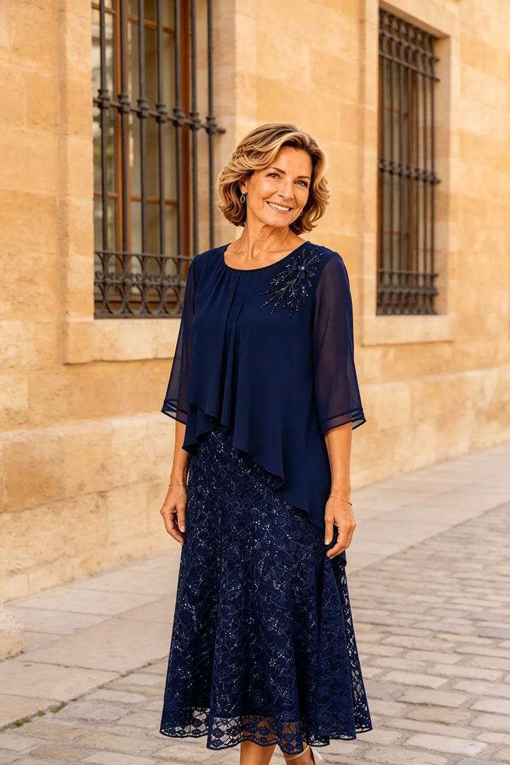 Merlettosa | Abito in Chiffon con Pizzo