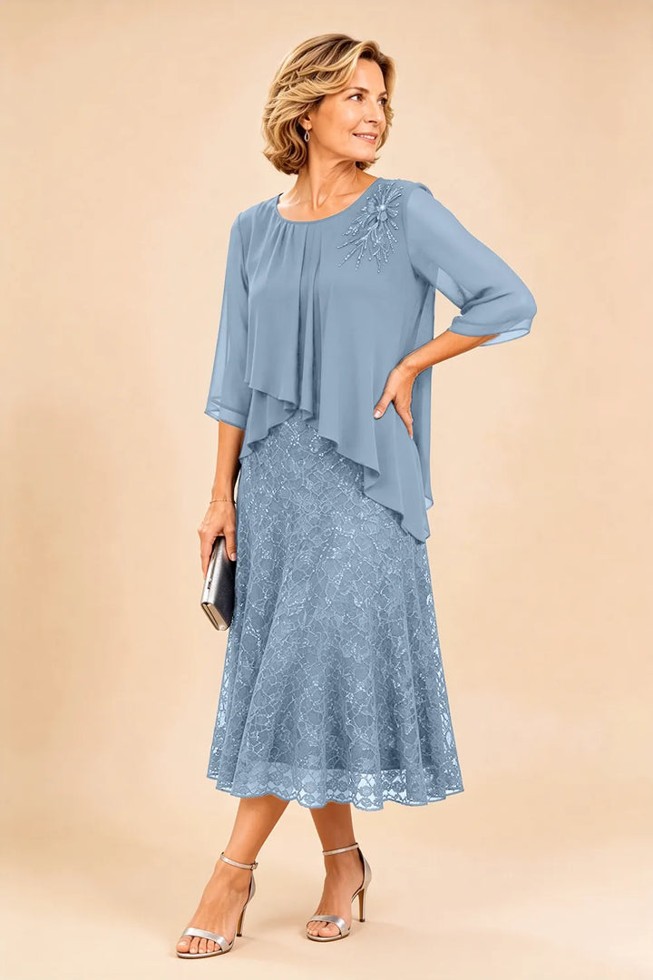 Merlettosa | Abito in Chiffon con Pizzo