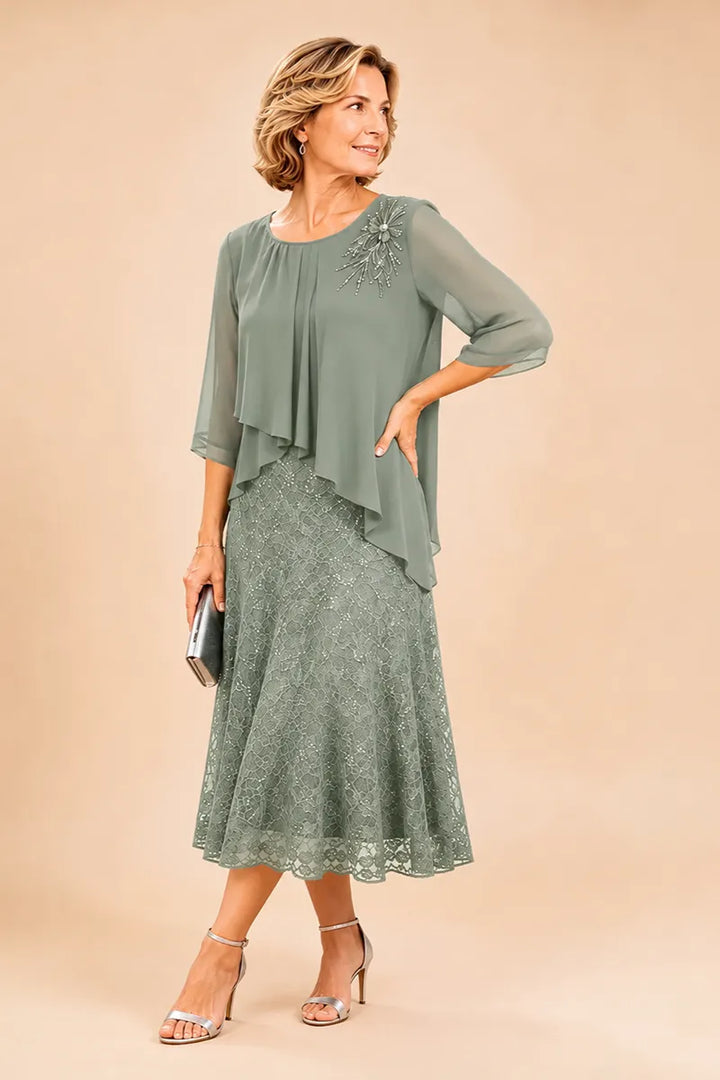Merlettosa | Abito in Chiffon con Pizzo