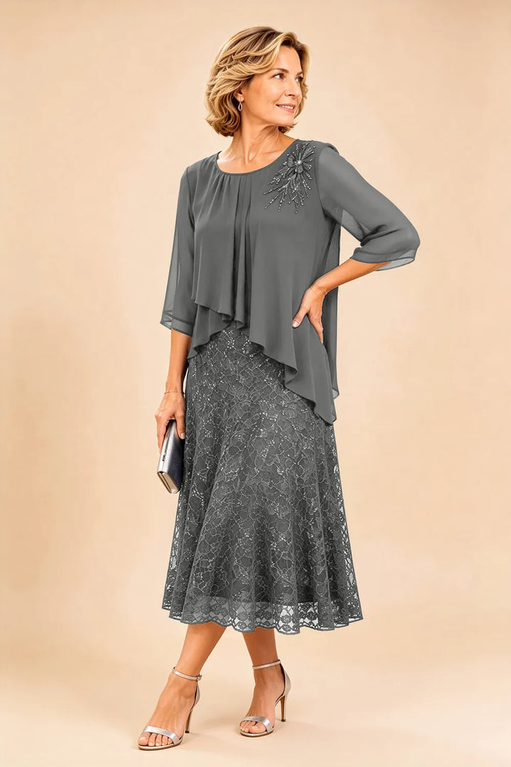 Merlettosa | Abito in Chiffon con Pizzo
