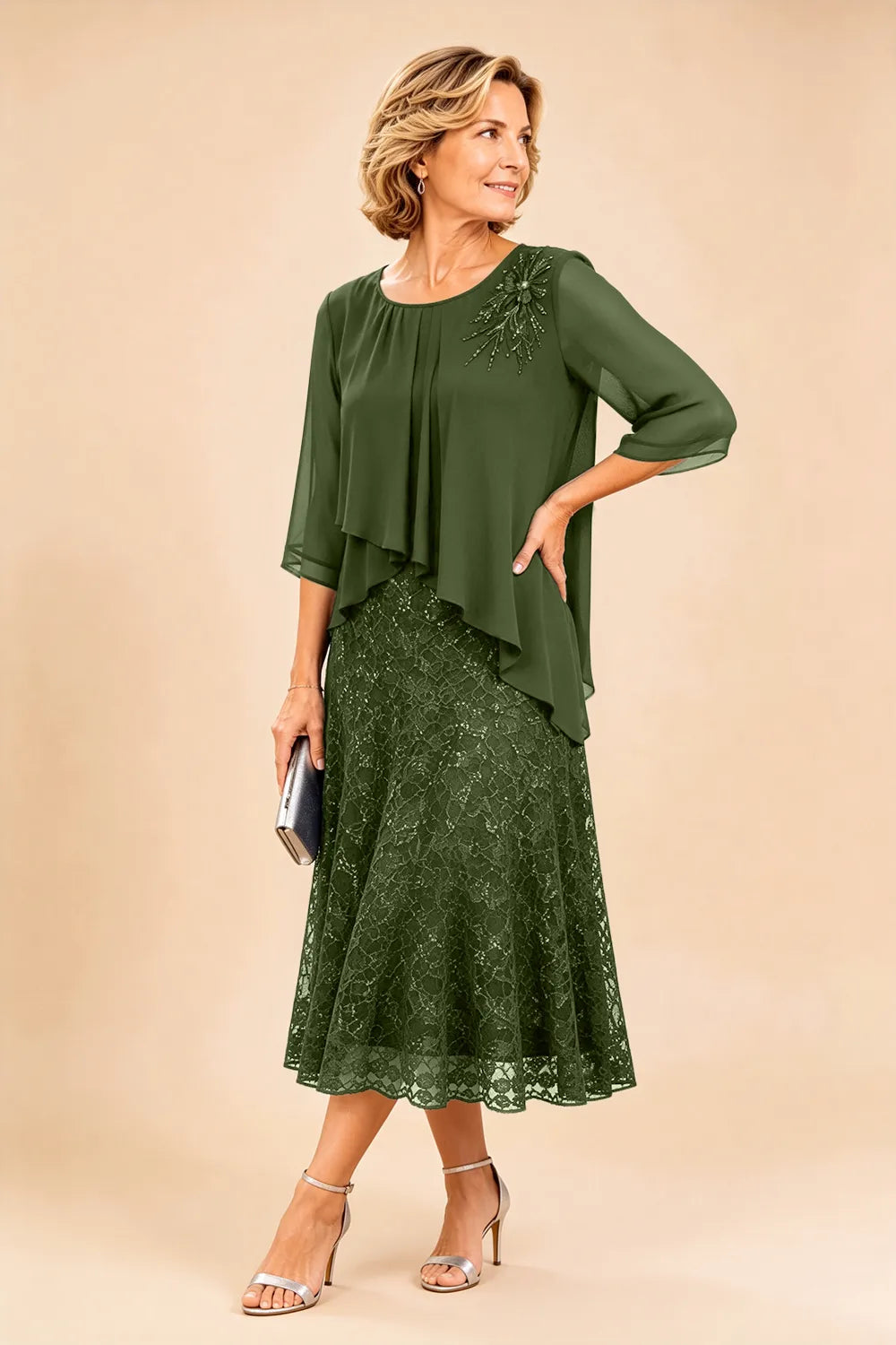 Merlettosa | Abito in Chiffon con Pizzo