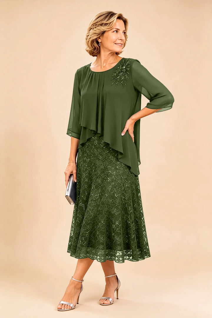 Merlettosa | Abito in Chiffon con Pizzo