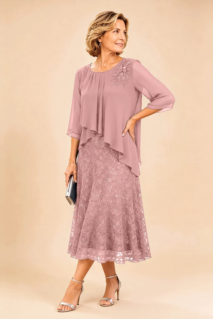 Merlettosa | Abito in Chiffon con Pizzo
