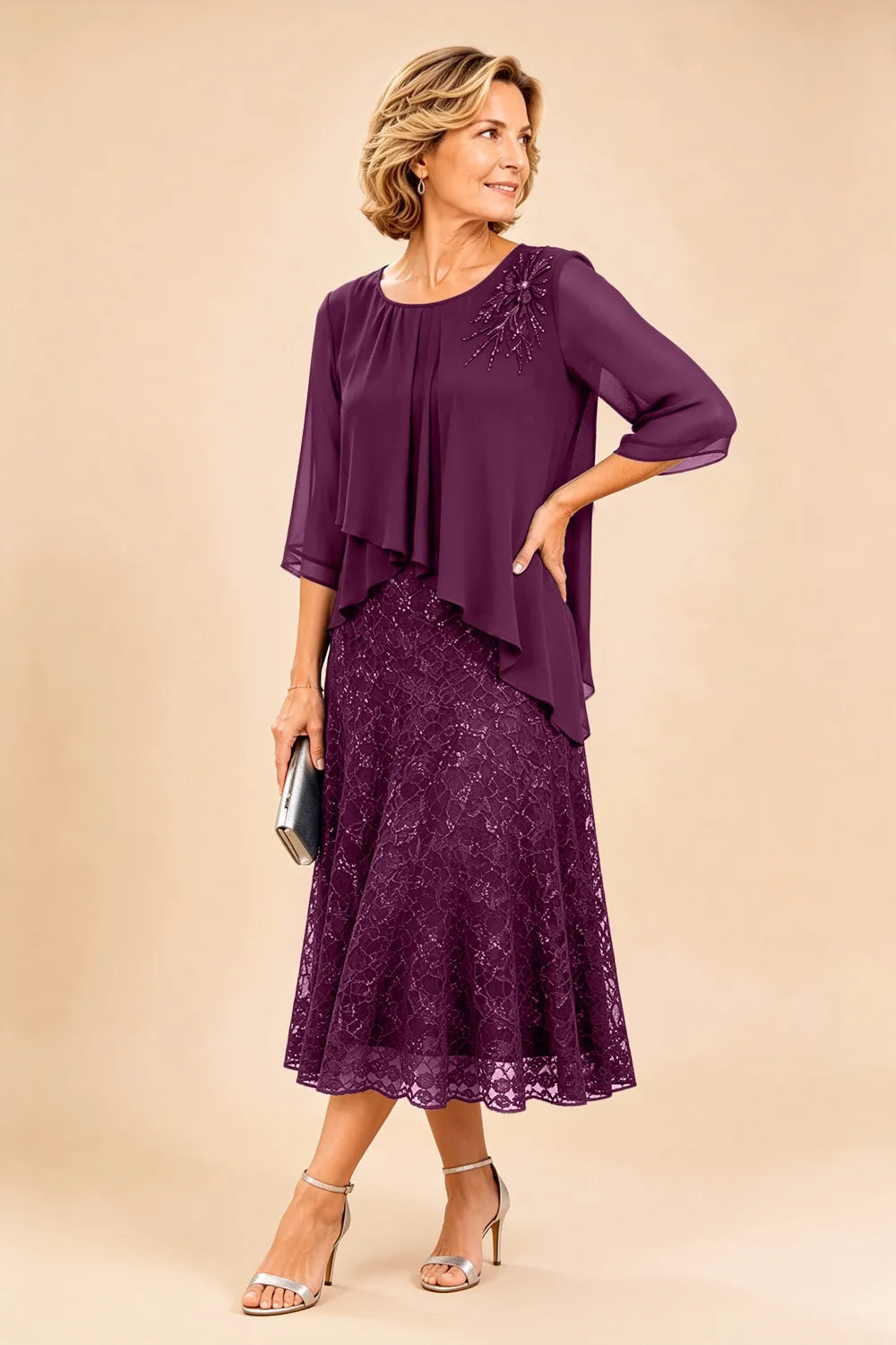 Merlettosa | Abito in Chiffon con Pizzo