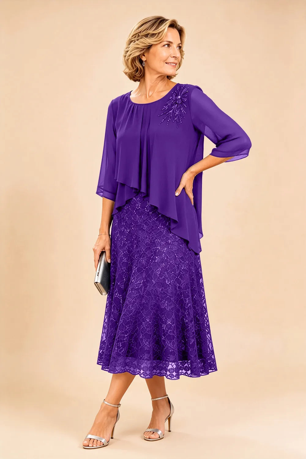 Merlettosa | Abito in Chiffon con Pizzo
