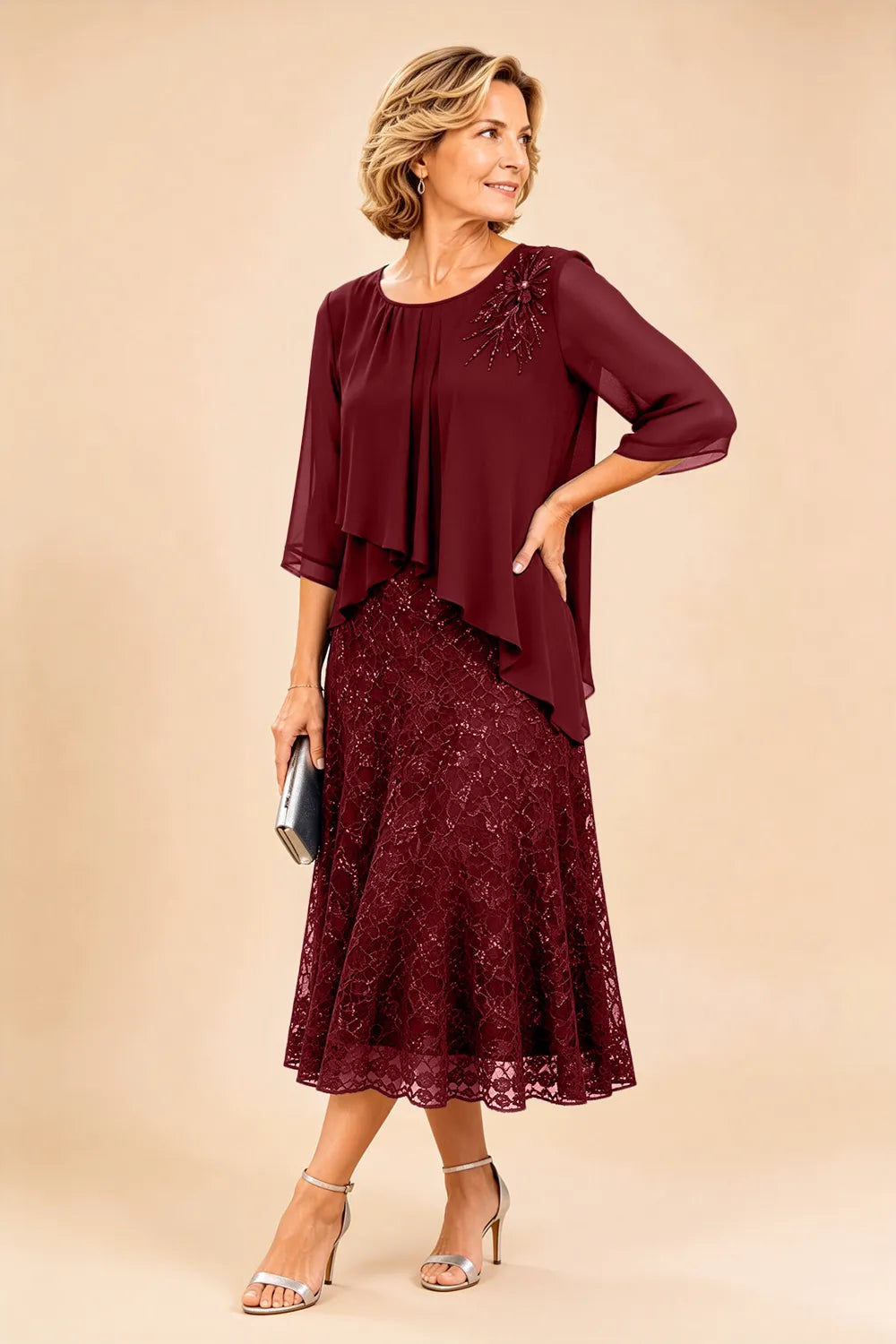 Merlettosa | Abito in Chiffon con Pizzo