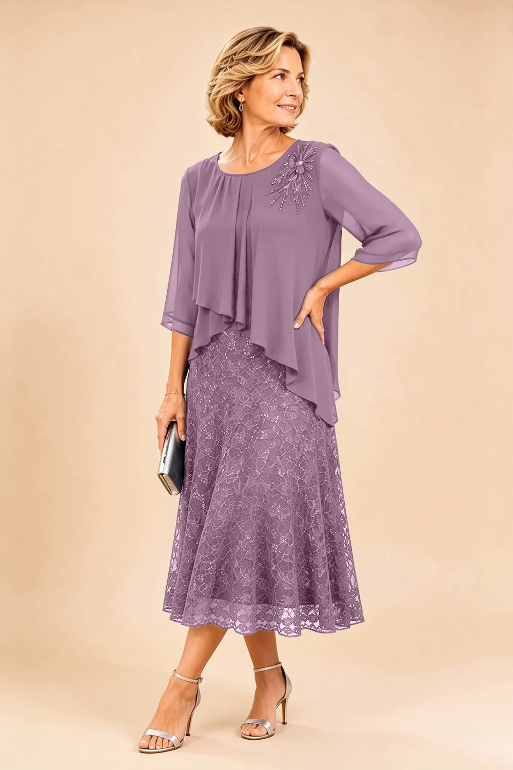 Merlettosa | Abito in Chiffon con Pizzo