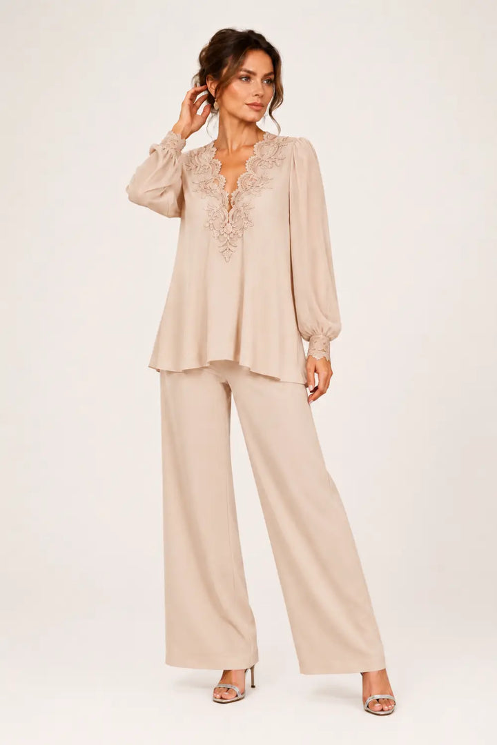 Violantina | Completo Scollo a V con Chiffon a Strati