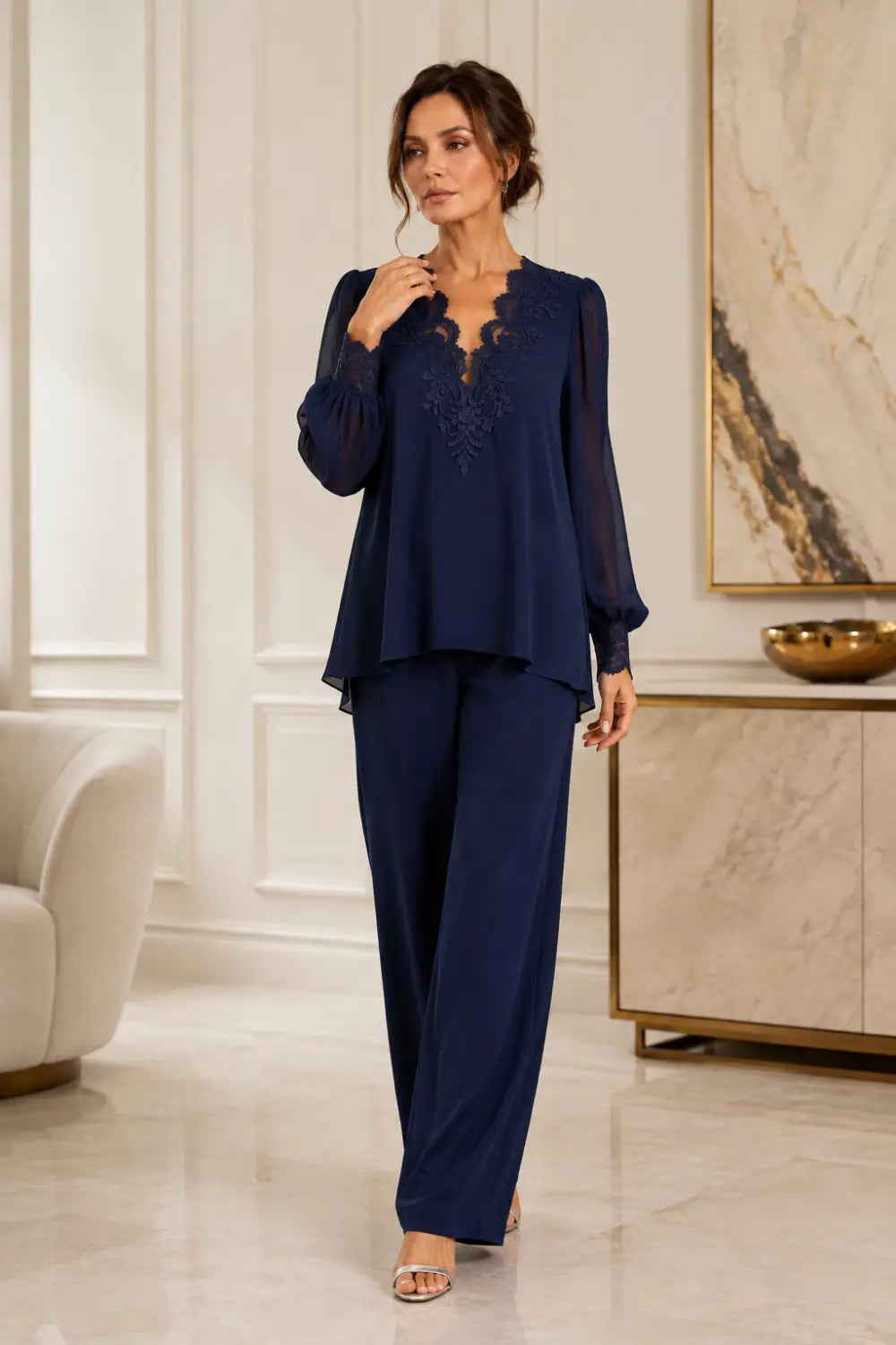 Silvana | Completo Scollo a V in Chiffon