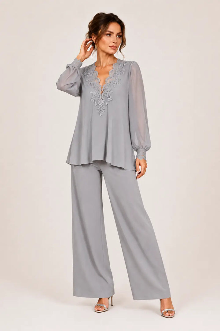 Violantina | Completo Scollo a V con Chiffon a Strati