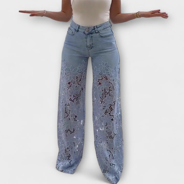 Azzurra | Jeans con Pizzo Floreale