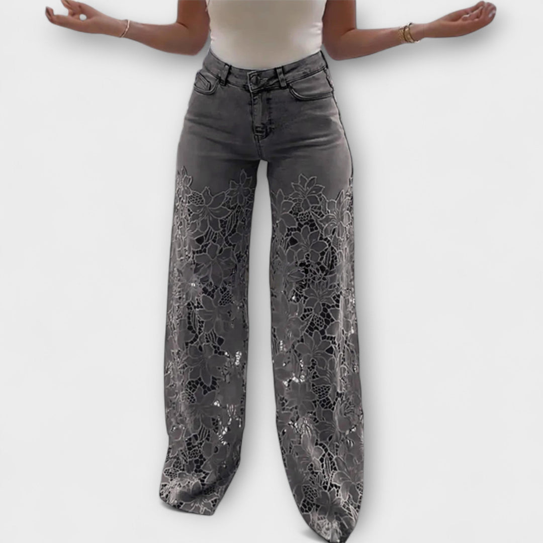 Azzurra | Jeans con Pizzo Floreale