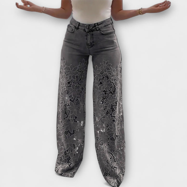Azzurra | Jeans con Pizzo Floreale