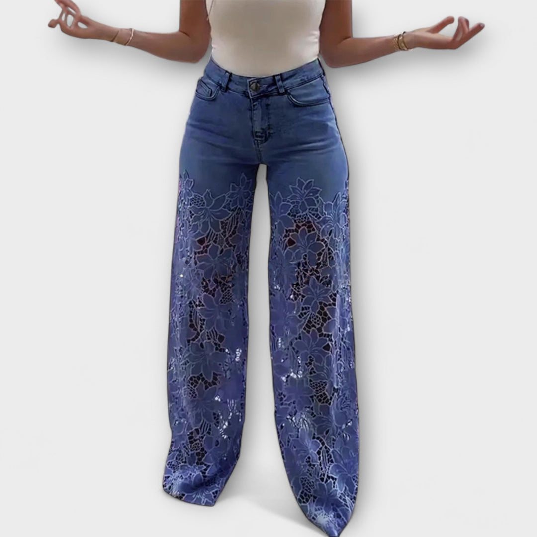 Azzurra | Jeans con Pizzo Floreale