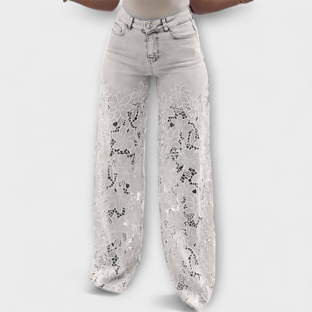 Azzurra | Jeans con Pizzo Floreale