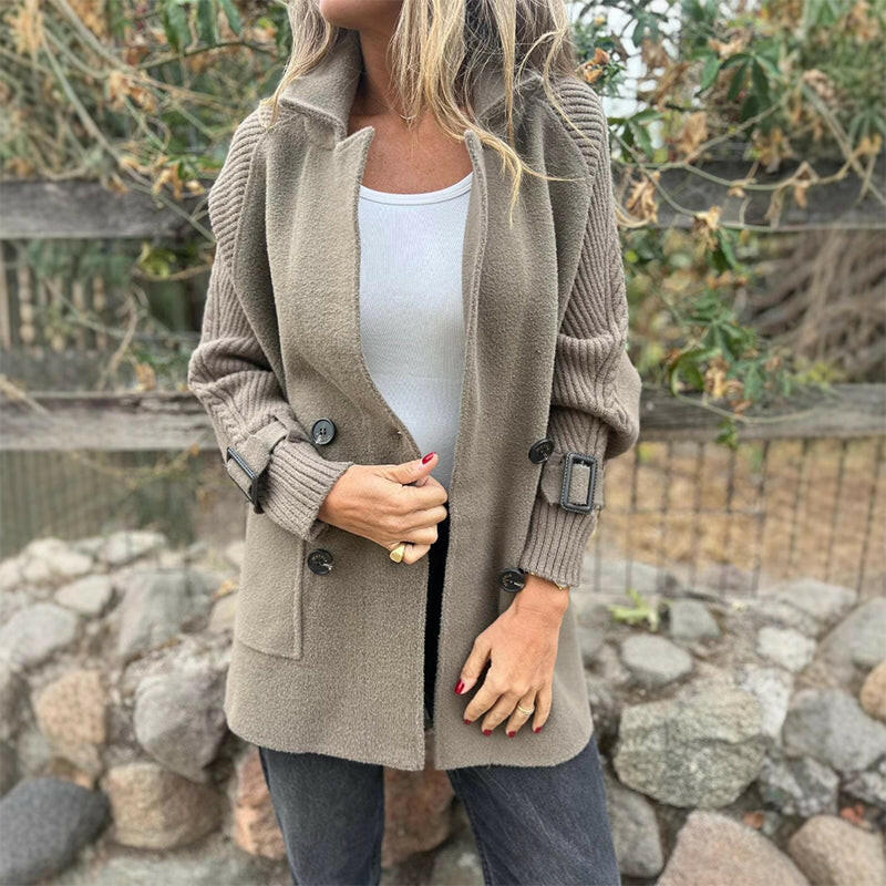 Isola | Cappotto Doppio Petto con Maniche in Maglia