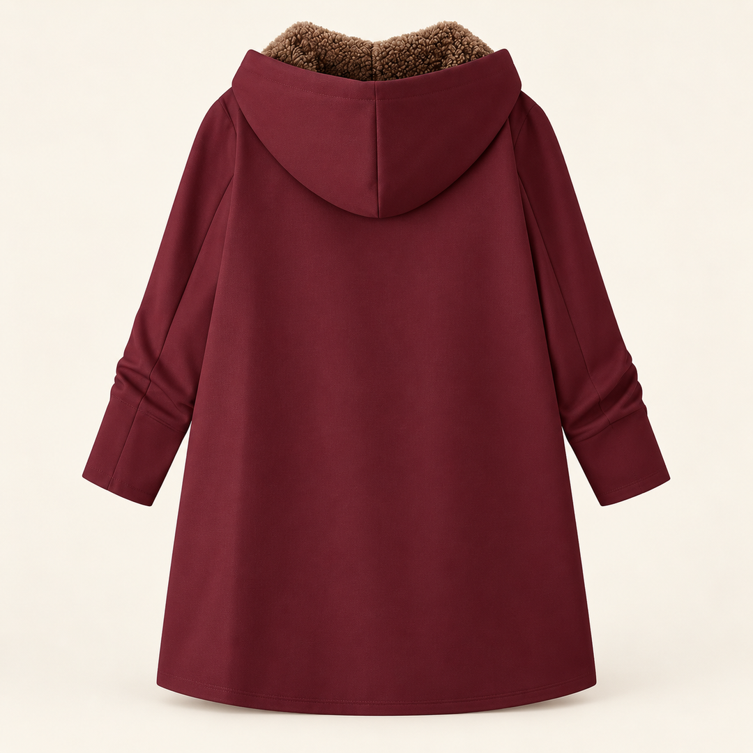 Gaudenzia | Cappotto Lungo in Sherpa con Cappuccio, Bordeaux