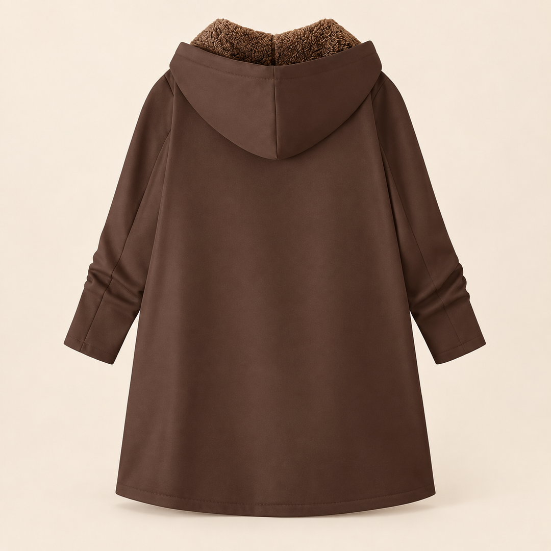 Liduina | Cappotto Lungo in Sherpa con Cappuccio, Marrone Caffè
