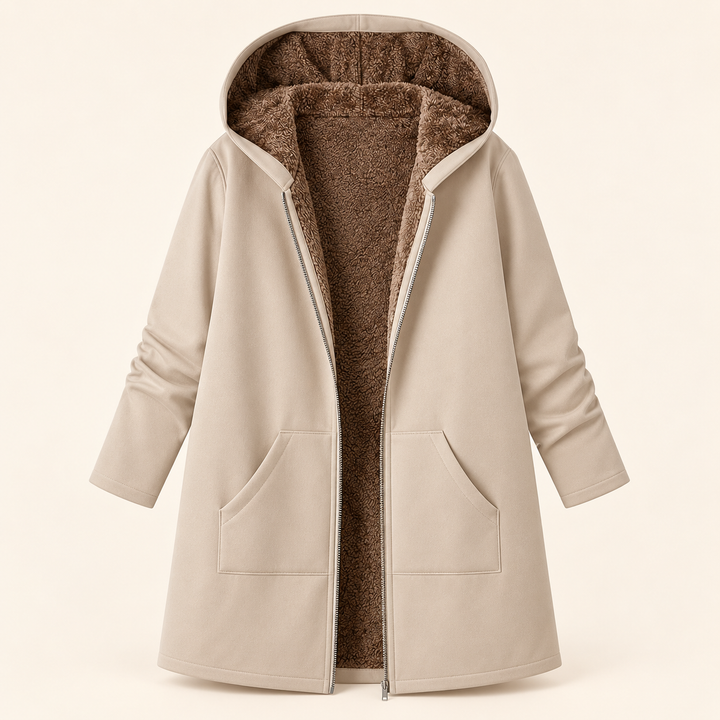 Teodolinda | Cappotto Lungo in Sherpa con Cappuccio, Cachi